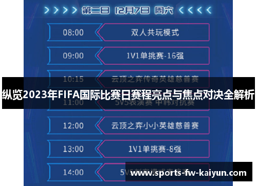 纵览2023年FIFA国际比赛日赛程亮点与焦点对决全解析 纵览2023年FIFA国际比赛日赛程亮点与焦点对决全解析