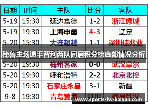 秘鲁主场逼平智利两队同居积分榜底部情况分析 秘鲁主场逼平智利两队同居积分榜底部情况分析